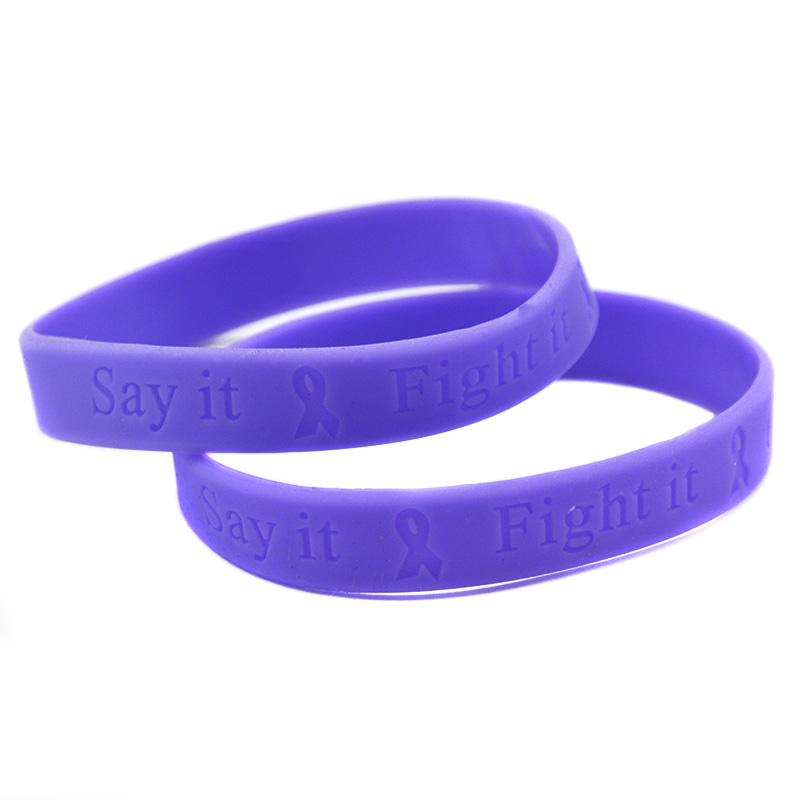 

100PCS Cancer Silicone Bracelet Debossed Say it Fight it Cure it Debossed Motivational Logo Adult Size