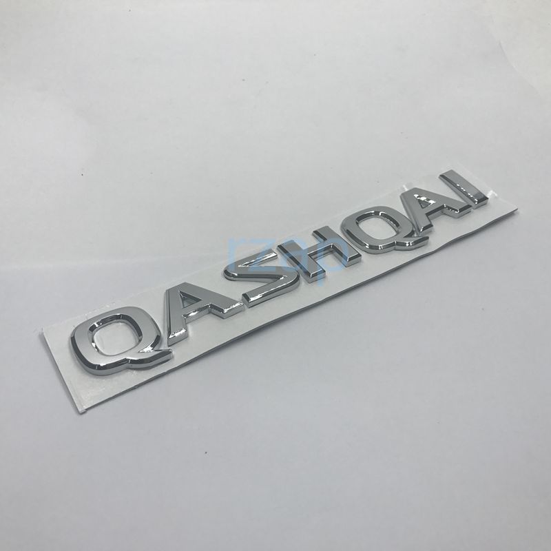 

3D Letters Emblem Badge Car Tailgate Sticker For Nissan Qashqai Logo Chrome Silver Rear Nameplate Deca, 1 piece