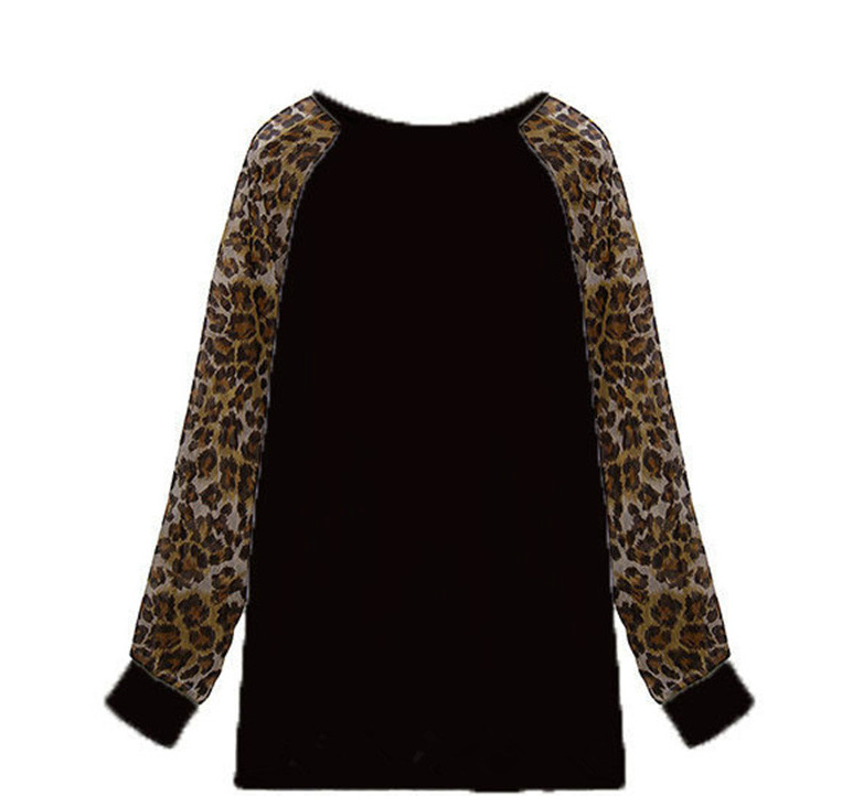 

Wholesale- 5XL Women's T-Shirt Plus Size Women Clothing Spring Autumn T-shirt Casual Sexy Splice Leopard Large Long Sleeve Chiffion Top, Purple