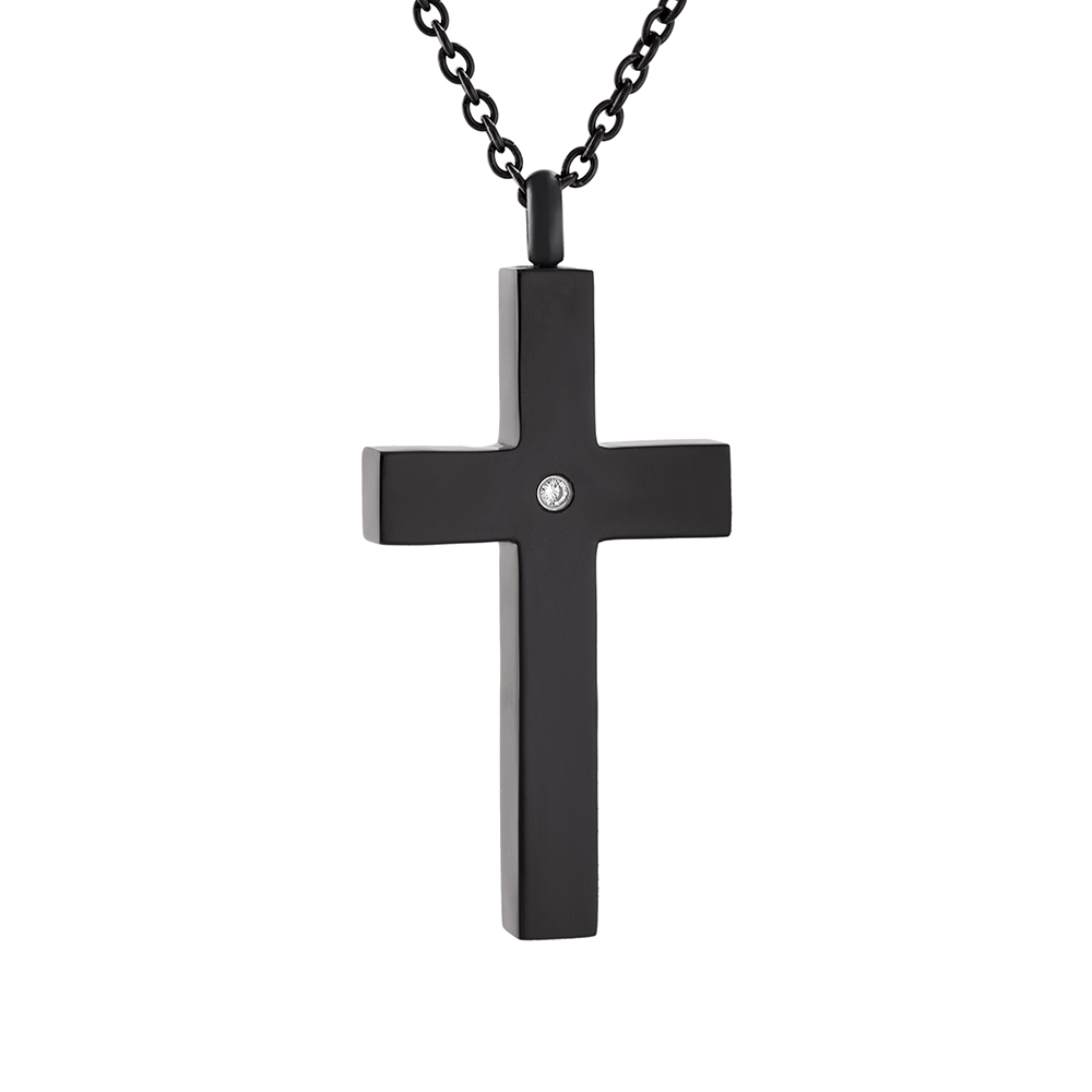 

IJD9848 Inlay Clear Crystal Memorial Ash Keepsake Black Plated Cross Cremation Urn Funeral Ash Jewelry Free Shipping