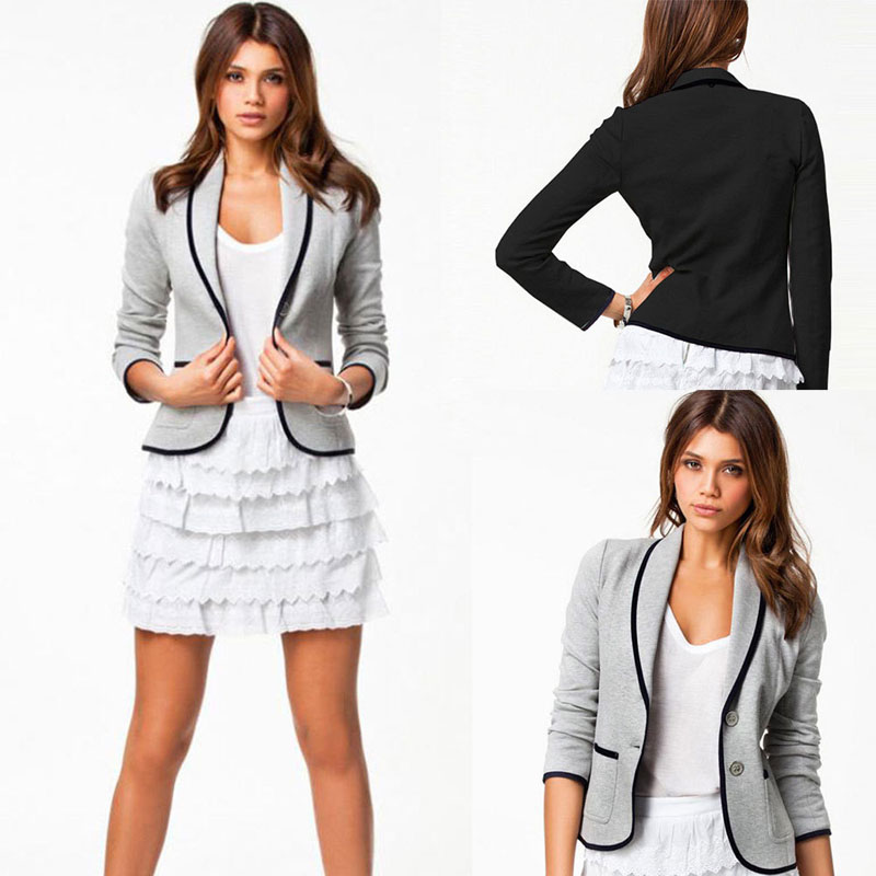 Wholesale- 2016 Fashion women jacket solid color outwear Autumn Winter ladies long sleeves jacket Plus S to 6XL