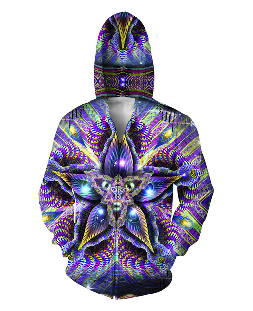 Cerebral Mokasha Double Sided Hoodies  Colorful Geometric Shapes 3D Print Zipper Sweatshirts Jumper For Women Men