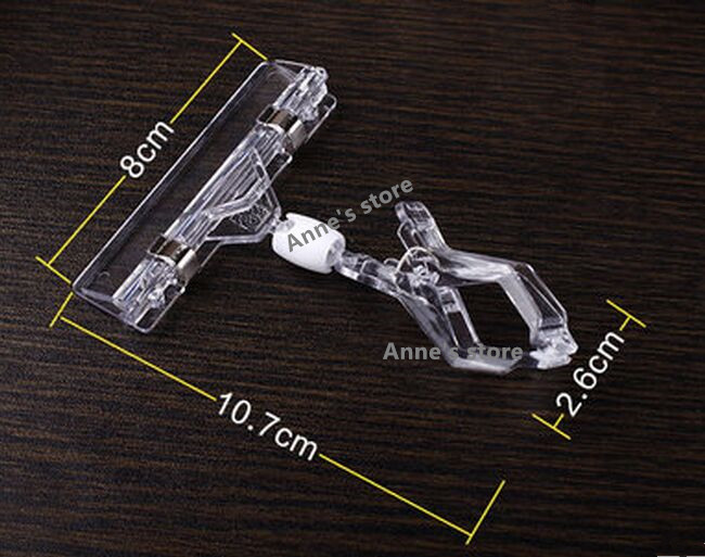 

10Pcs Free shipping Acrylic POP clips display holder Adjustable Merchandise Sign Display Clip Holder Clips Stand price advertising tag