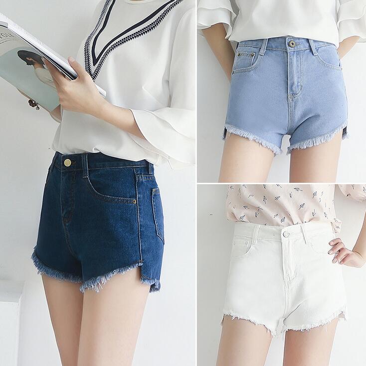 

New arrival Denim shorts female high waist white cowboy wide leg summer new shorts JW047 Women' Jeans, Color 2