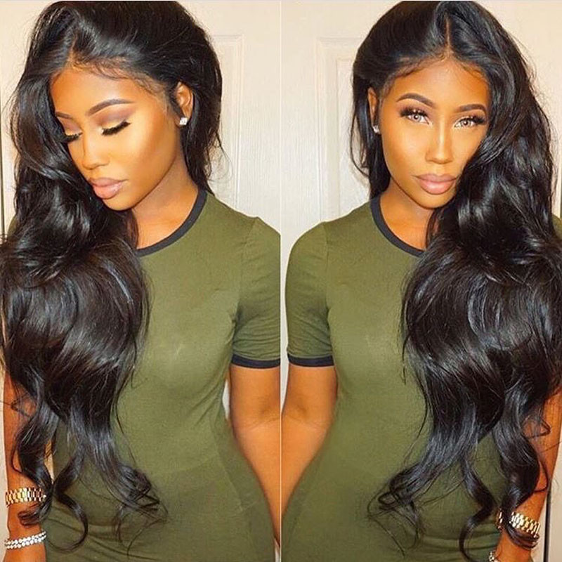 

Brazilian Body Wave Glueless Full Lace Wigs Human Hair Body Wave Wigs Wavy Natural Color with BabyHair Natural Hairline