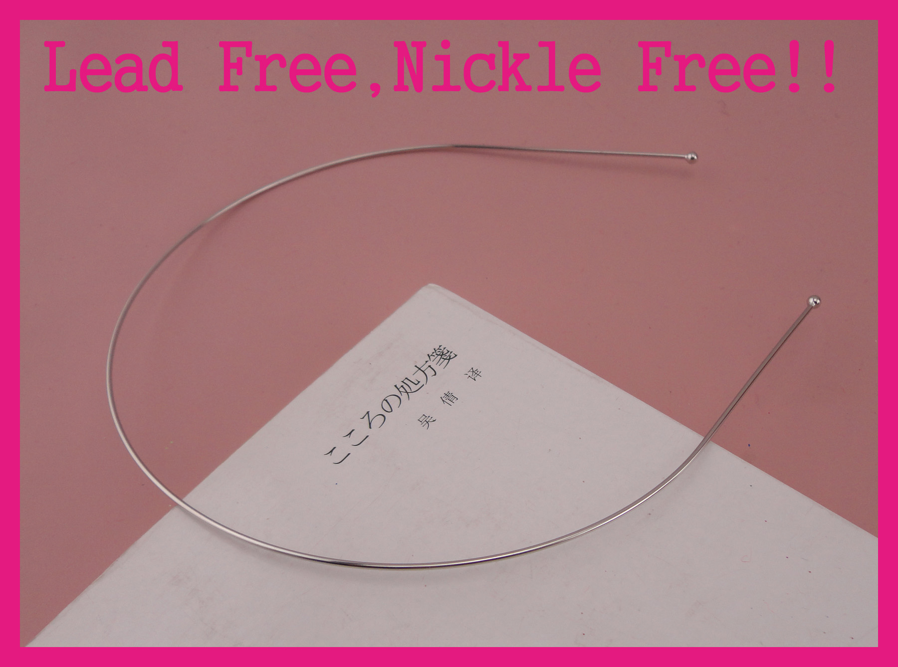 10PCS Silver Finish 1.2mm thickness Single Metal Wire Hair Headband with 3mm ball ends at lead free,nickle free,bargain for bulk-image-439591952