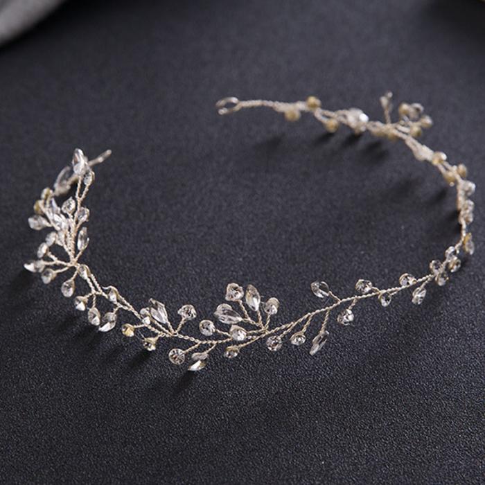 

Luxury Hair Jewelry For Women Delicate Crystal Rhinestone Headbands Handmade Bride Tiaras Romantic Wedding Hair Accessories, Slivery;golden