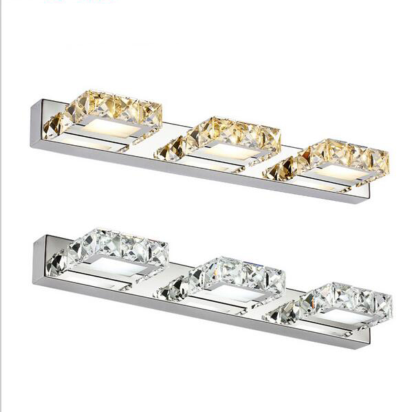 

LED crystal mirror lamp Square bathroom lights Champagne/White LED Wall Light wall sconce lighting 16/32/46/62cm Long
