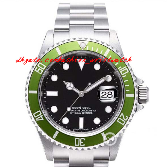 

Luxury Watches Stainless Steel Bracelet Green Bezel Black Dial Stainless Steel 40mm 16610 WATCH CHEST 40MM Mechanical MAN WATCH Wristwatch, Silver