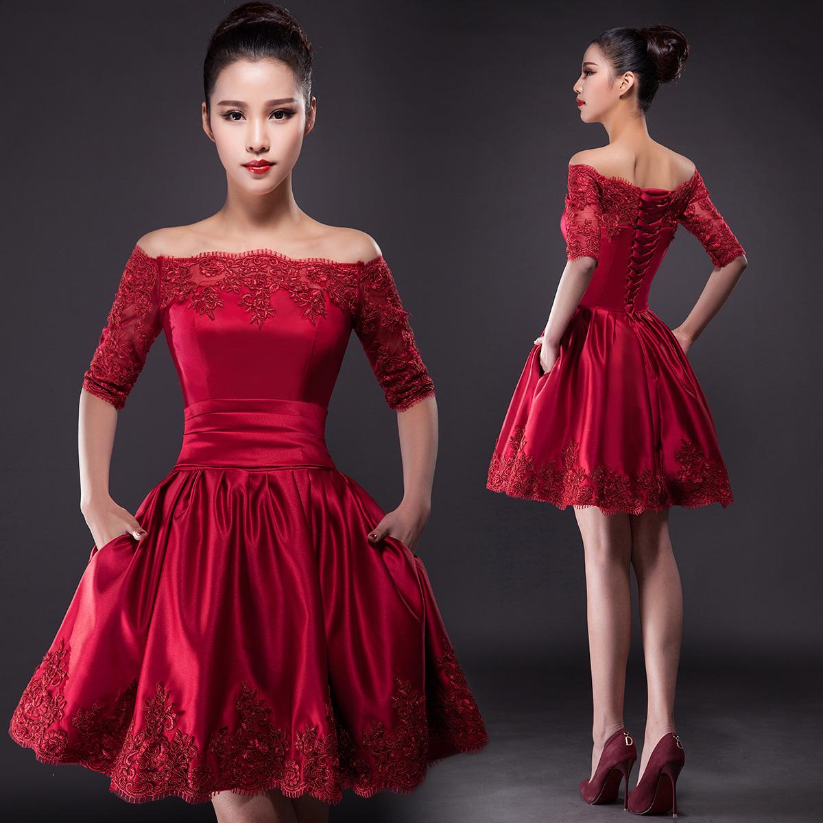 vestido de renda curto rodado vermelho