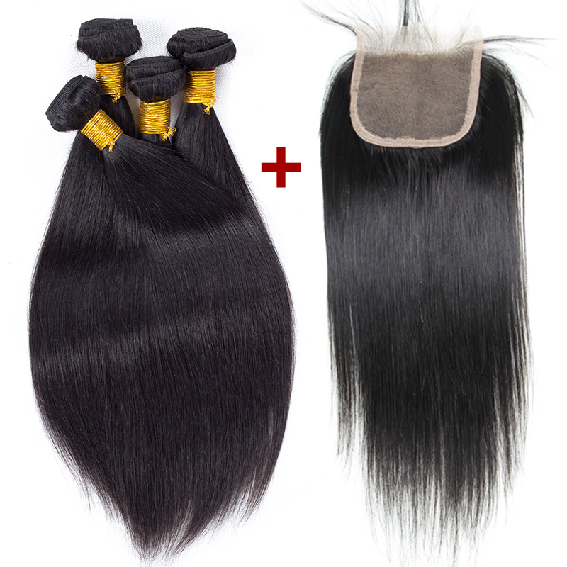

Best Sale Daily Deals Brazilian Peruvian Malaysian Cambodian Virgin Hair Straight Weave 4 Bundles with Closure Wholesale 4x4 Lace Closure