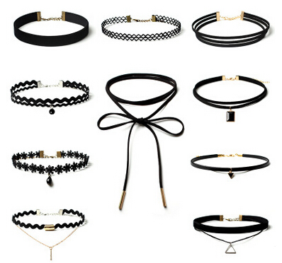 Vintage Velvet Chokers Necklace Statement Necklaces Retro Gothic Punk Grunge Black Velvet Tattoo Necklace Stretch Vollar Necklace free shipp