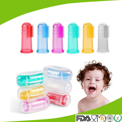 

Silica gel Baby molar stick Baby toothbrush kids gloves teether white blue 2 colors