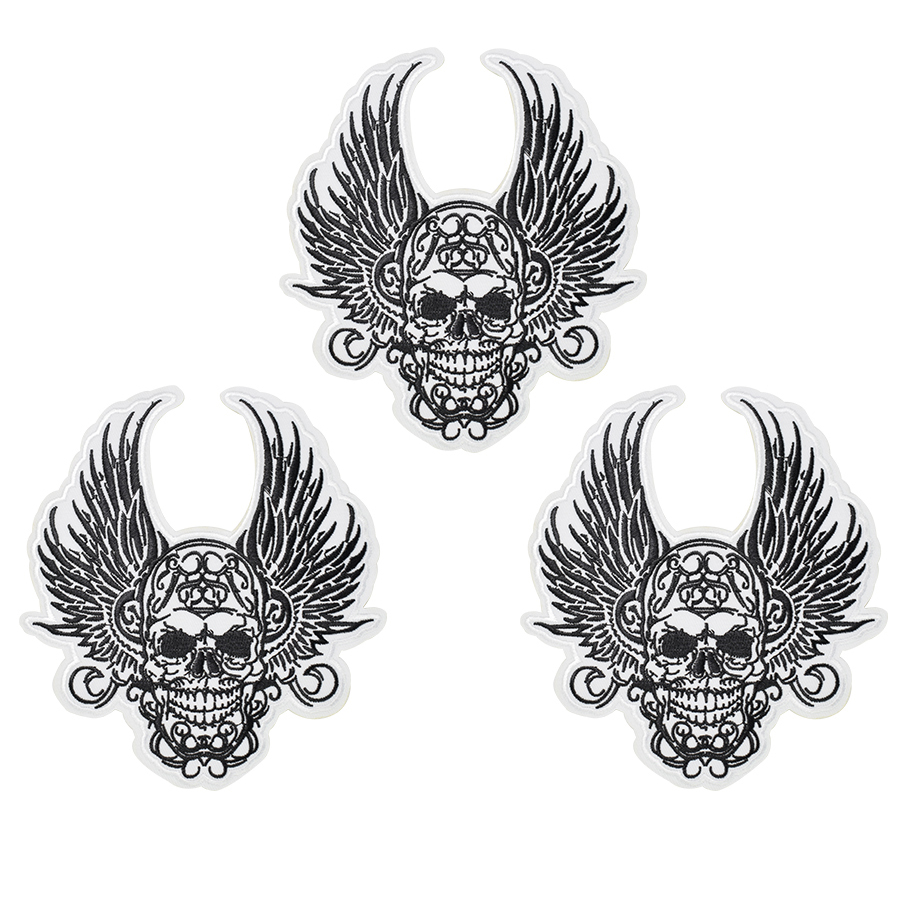 

1 PCS King Skull Badges Punk Patches for Motor Clothing Iron on Transfer Applique Patch for Garment Jacket Sew on Embroidery Badge, Black