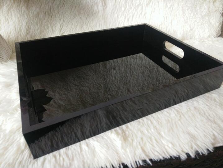 

Makeup counter VIP gift Big size acrylic Tray Women Cosmetic Display Makeup&Jewelry Storage Tray Acrylic Classic logo Organizer Tray, Black