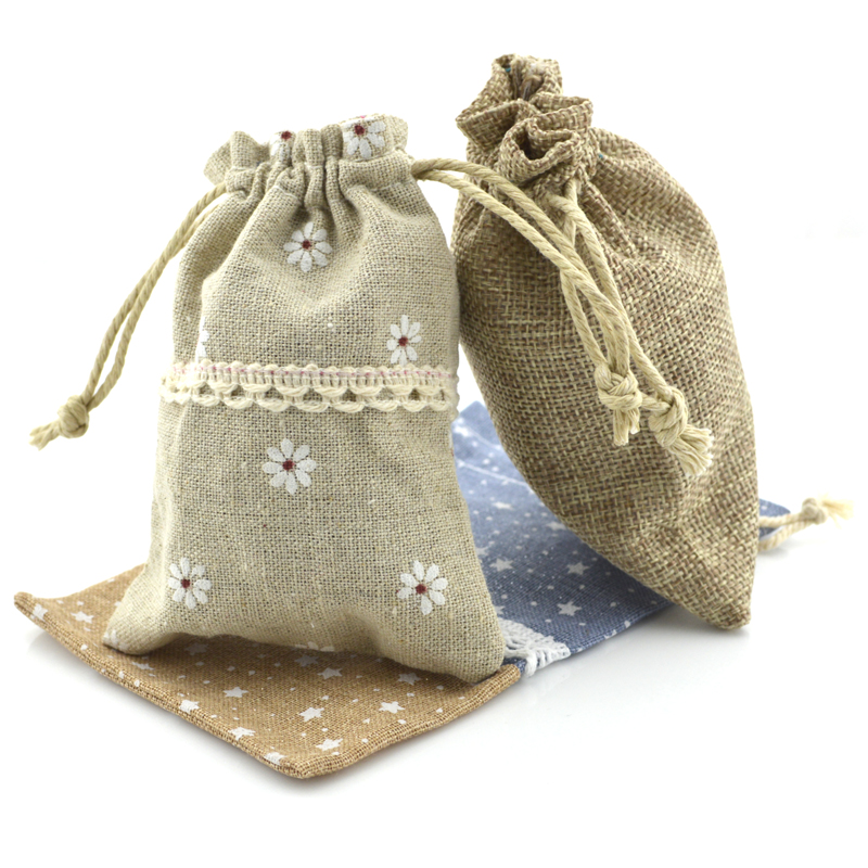 

Mix style 8x12cm Cotton Linen Drawstring Pouch Bag Jewelry candy Christmas/Wedding Gift Bags NE814