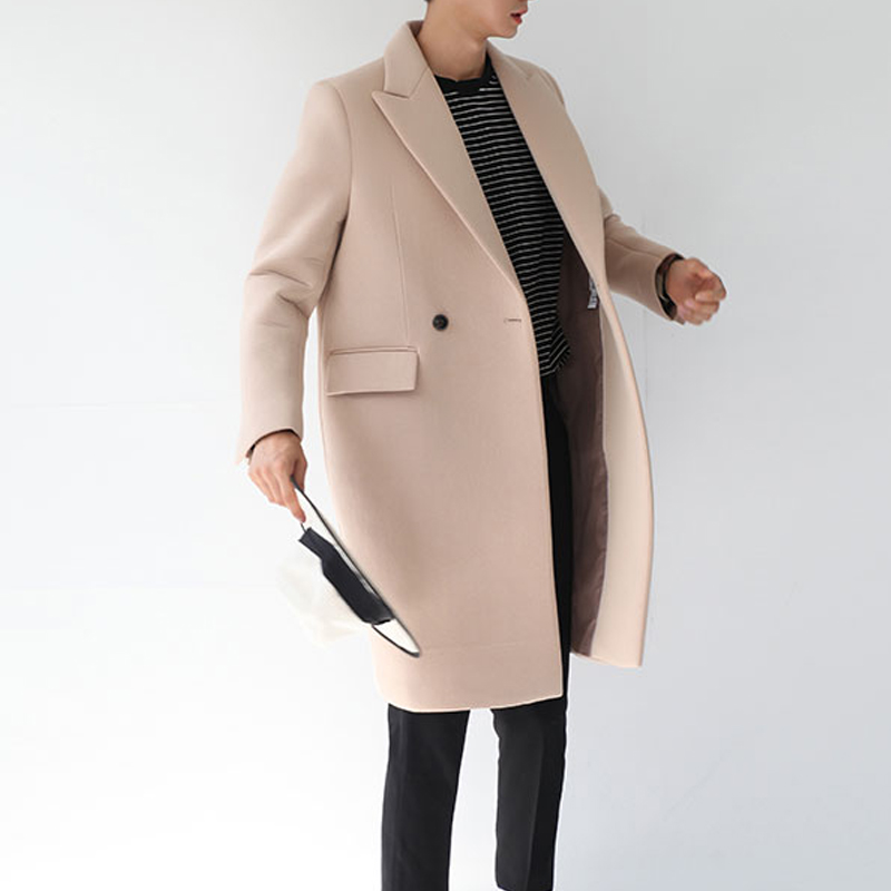 Wholesale- 2017 autumn winter wool coat cotton padden thicken woolen jacket korean style male long windbreaker outwear jacket