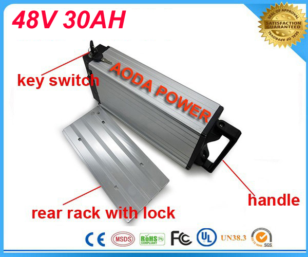 rear rack bike electric 1000w 48v 30ah lithium battery for 48v Bafang/8fun 1000w /750w mid/center drive motor with Charger For Samsung Cell-image-395799494