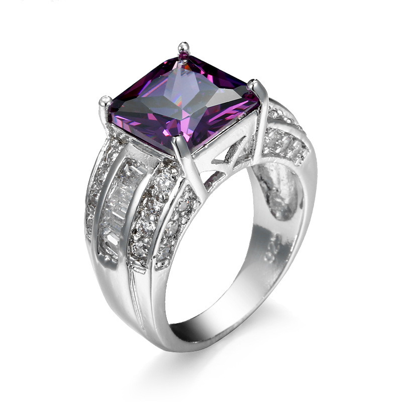 

Purple Diamonique Cz Gold Filled Plated Wedding Engagement Band Ring Jewelry Sz6-10, Silver
