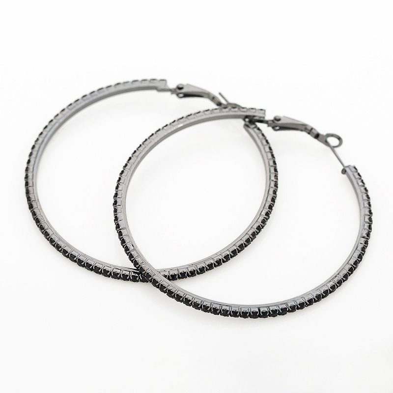 

New hot big hoop earrings accessories cool fashion black rhinestone big circle earrings women party gift queen E030