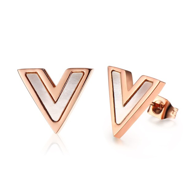 Unique V Women Earring Rose Gold Plated Stud Earring Set Women Stainless Steel One Pair Price