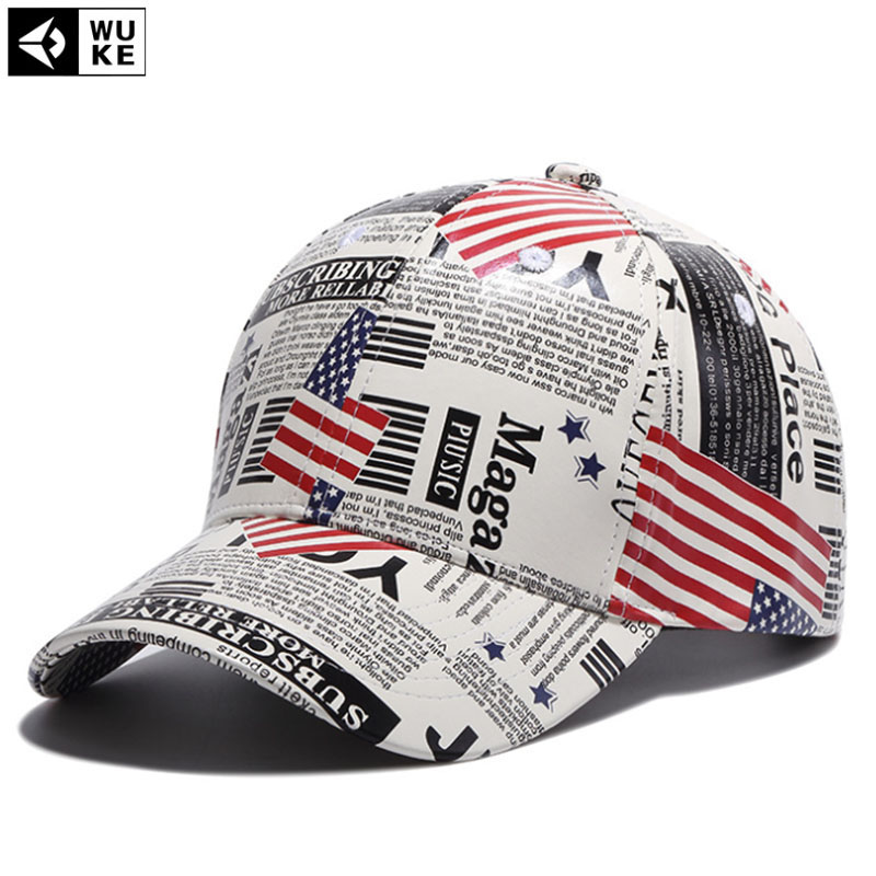 

Wholesale- [Wuke] PU Leather Baseball Cap Retro Map Design Snapback Bone Hats for Men or Women Z-5285, Color no 1
