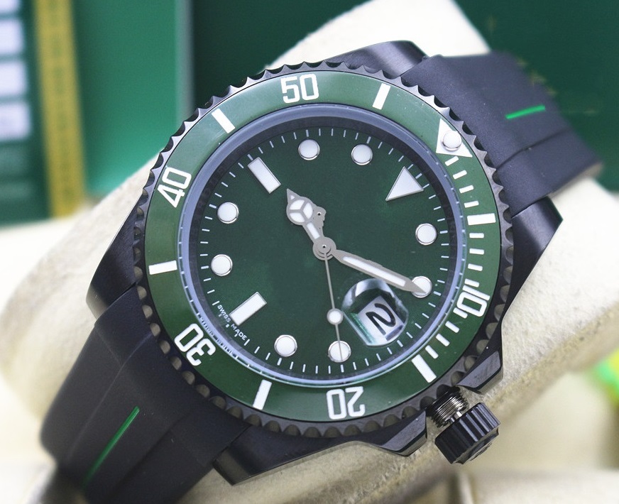 

Top quality Luxury Sapphire Ceramic Green Bezel Dial 16610 116610 116610LV Automatic Mechanical movement Men's Watch Watches Rubber Band