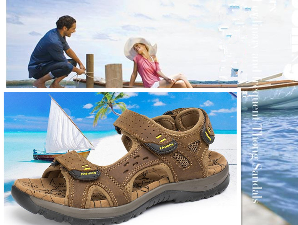 Vente chaude Nouvelle Mode Été Loisirs Plage Hommes Chaussures Haute Qualité En Cuir Sandales Les Grandes Yards Hommes Sandales Européenne taille