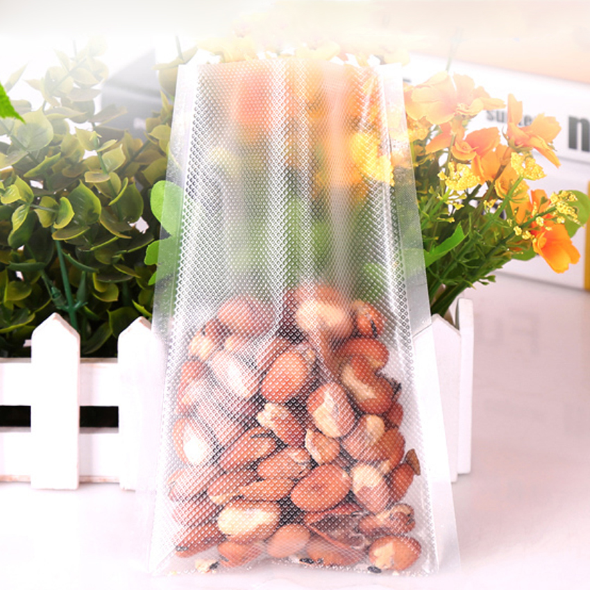 

packaging 100pcs lot 11sizes 19um textured plastic vacuum punches transparant food storage packing bags open top heat seal small package