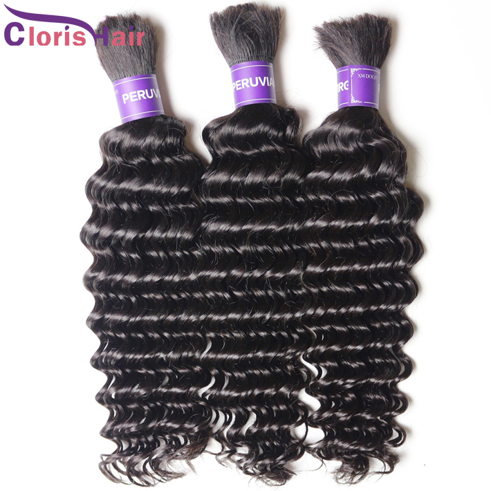 

Deep Wave Malaysian Bulk Human Hair For Extensions No Weft Soft Curly Braiding Hair Weave Bundles 3pcs Unprocessed Braiding Hair In Bulk