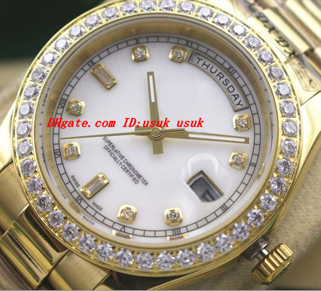 

Luxury Watches 41mm 18K Yellow Gold Diamond Dial & Bezel Watch Automatic Fashion Brand Men's Watch Wristwatch, White