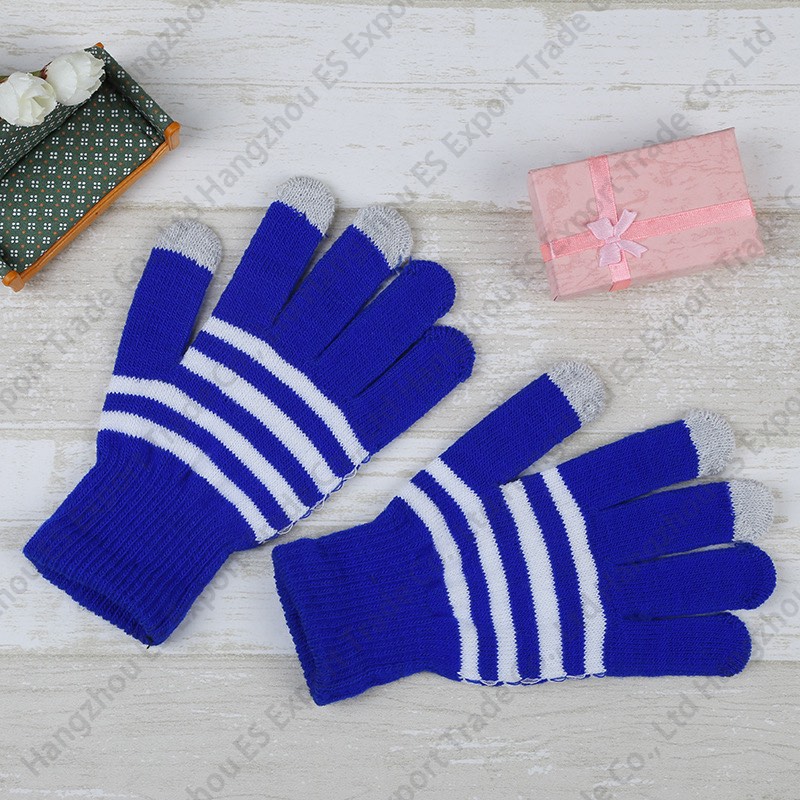 

Mix Colors Classic Stripe Winter Warm Touch Screen Gloves For Table And Cellphone Stretchable Pure Color Five Fingers Glove