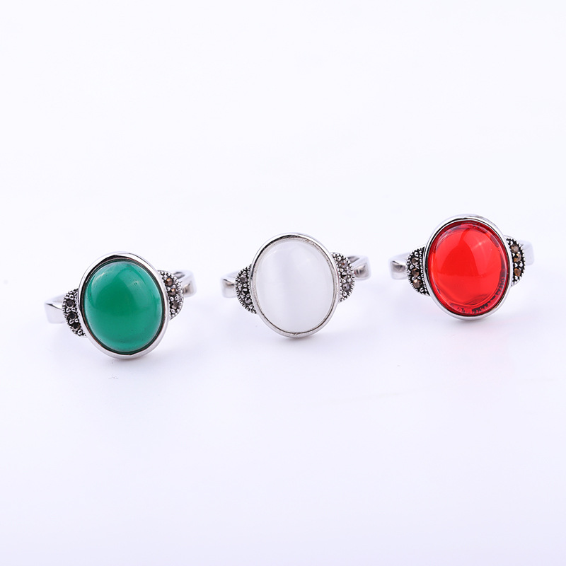 

New Fashion jewelry 925 Silver Simple Opal ladies Retro punk ring Fit Pandora Cubic Anniversary Jewelry for Women Christmas Gift