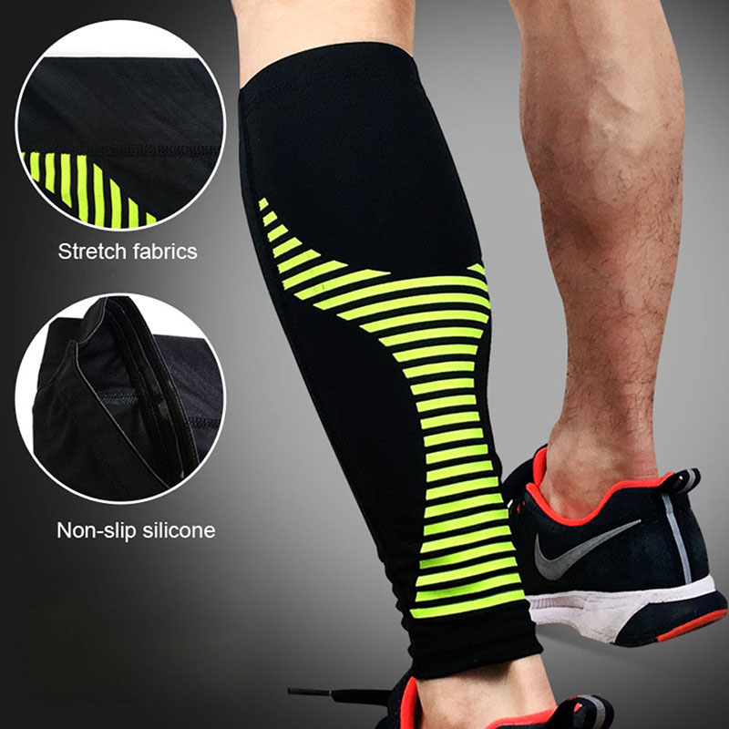 

Wholesale- 1PCS Cycling Running Leg Compression Sleeves Calf Non-slip Breathable Yoga Tennis Football Shin Guards Sports Safety Fitness, Black