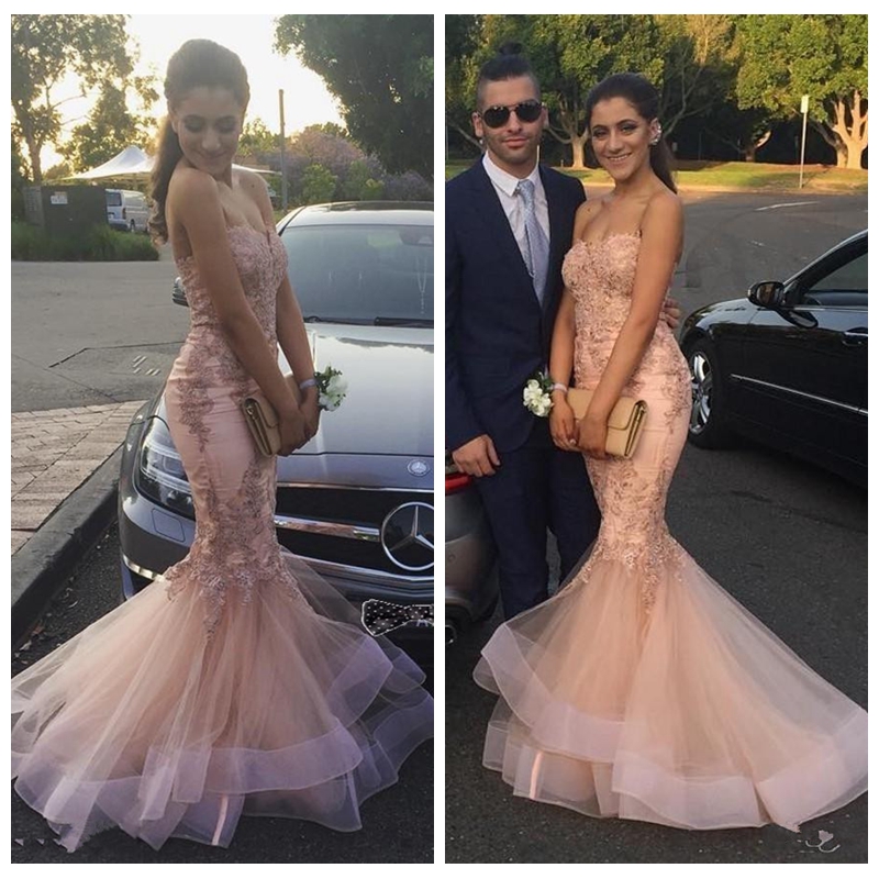 

New Mermaid Blush Pink Prom Dresses Sweetheart Appliques Formal Evening Gowns Couple Celebrity Runaway Fashion Dress, Lavender