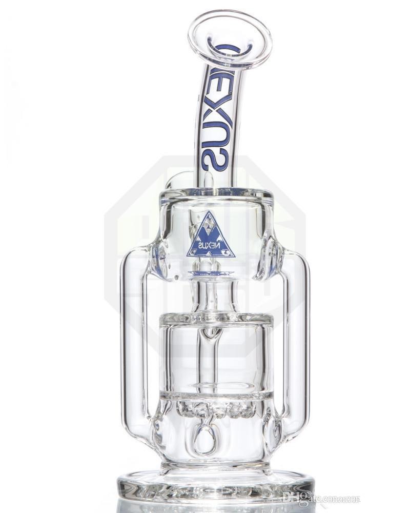 

Nexus rig glass bongs double recycler perc glass water pipe oil rigs with dome and nail 14 mm joint glass water pipes comb