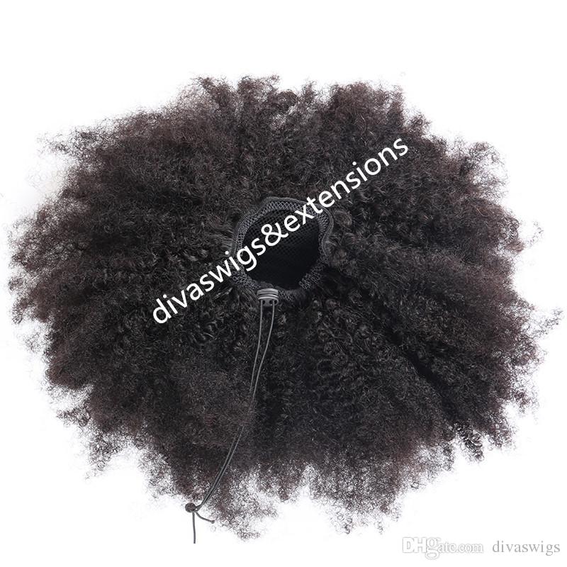 

Clip in Human Hair Extension 4c afro Curly Ponytail hairpieces 1Pcs Kinky Curly Drawstring Pony tail Virgin Brazilian Human Hair puff 140g
