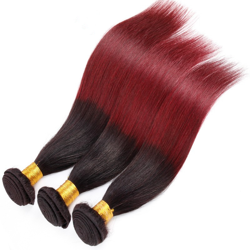 

Hot sale Color T1B/Burg Silk straight wave hair bundle 100% Human Peruvian hair 100g/pc&4pcs/Lot, Free DHL