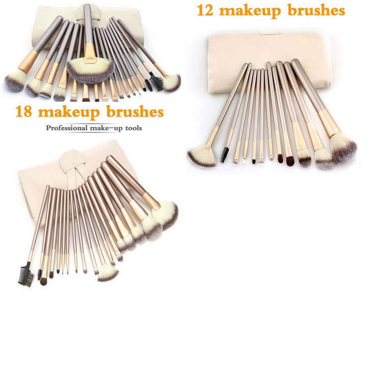 

Spot factory direct white Champagne Gold 12 18 24pcs makeup brushes makeup tools makeup brush sets