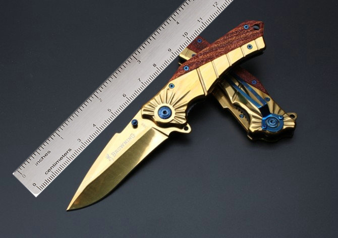 

GOLD Browning 368 Flipper Tactical Folding Knife 5Cr15Mov 57HRC Full Steel Outdoor Camping Hunting Survival Pocket Utility EDC Collection