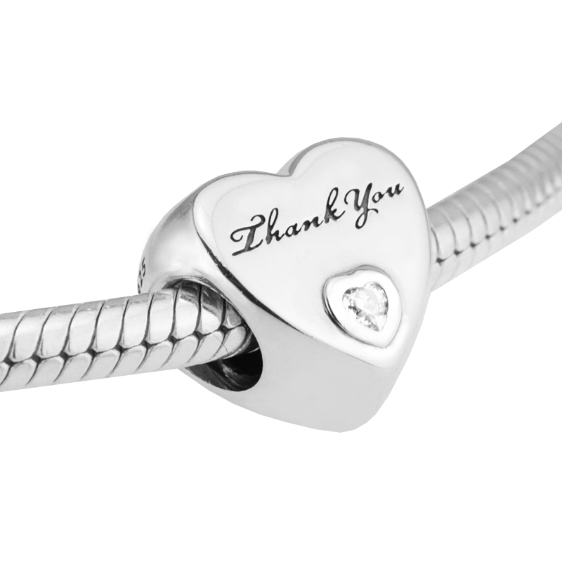 fit pandora bracelet Thank You Clear CZ beads Thanksgiving charm for woman 925 sterling silver jewelry making bead Fashion beads-image-401204842