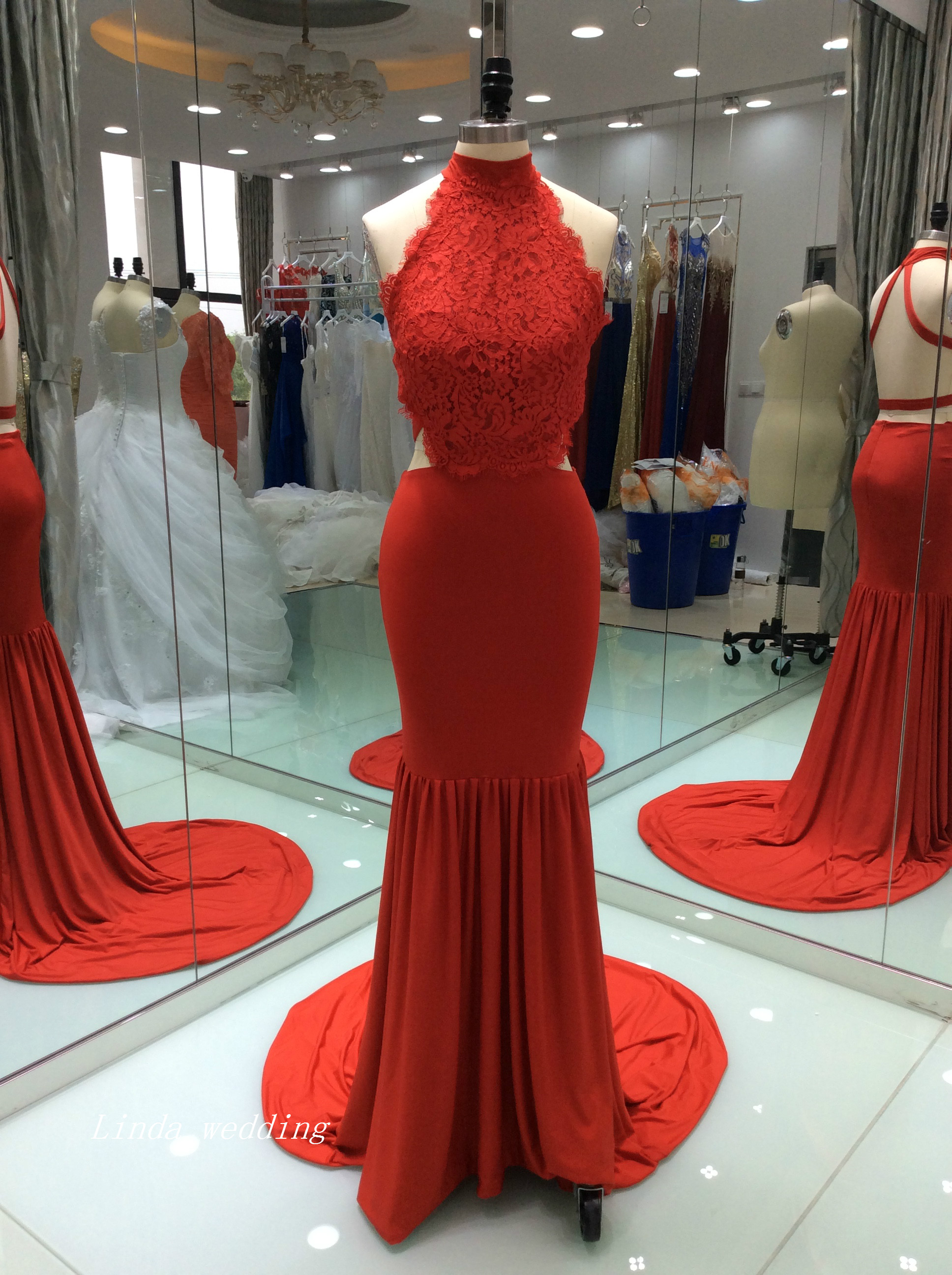red colour evening gown