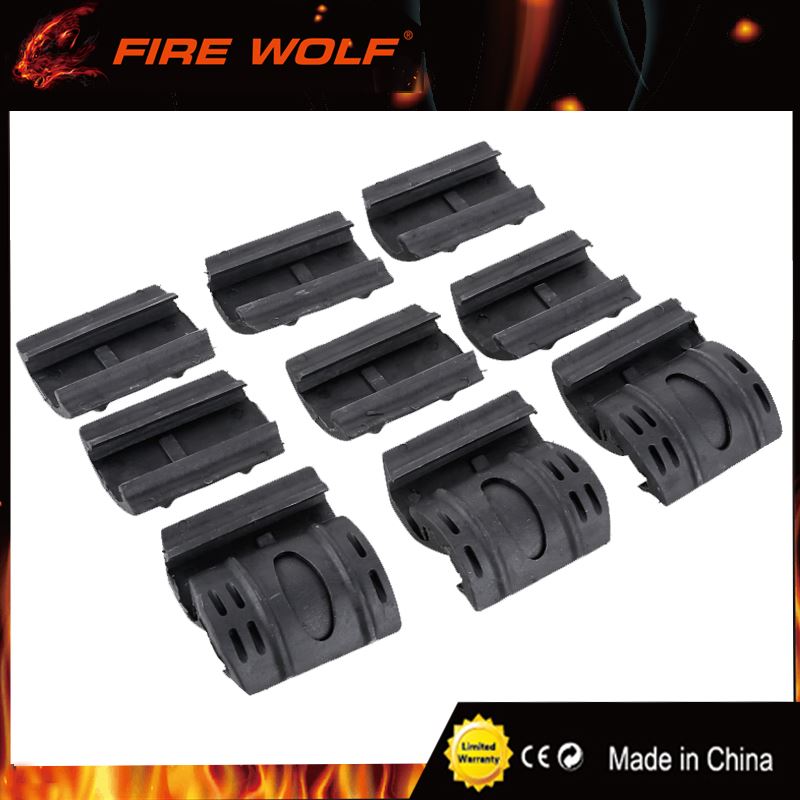 

FIRE WOLF 12pcs Tactical Weaver/ Picatinny Rubber Handguard Quad Rail Covers 2 Colors BK DE for Hunting