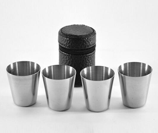 

4pcs/set mini 30ml Portable Stainless Steel Wine Cups Drinking Liquor Alcohol Whisky Vodka Bottle Mug Travel Barware Accessories