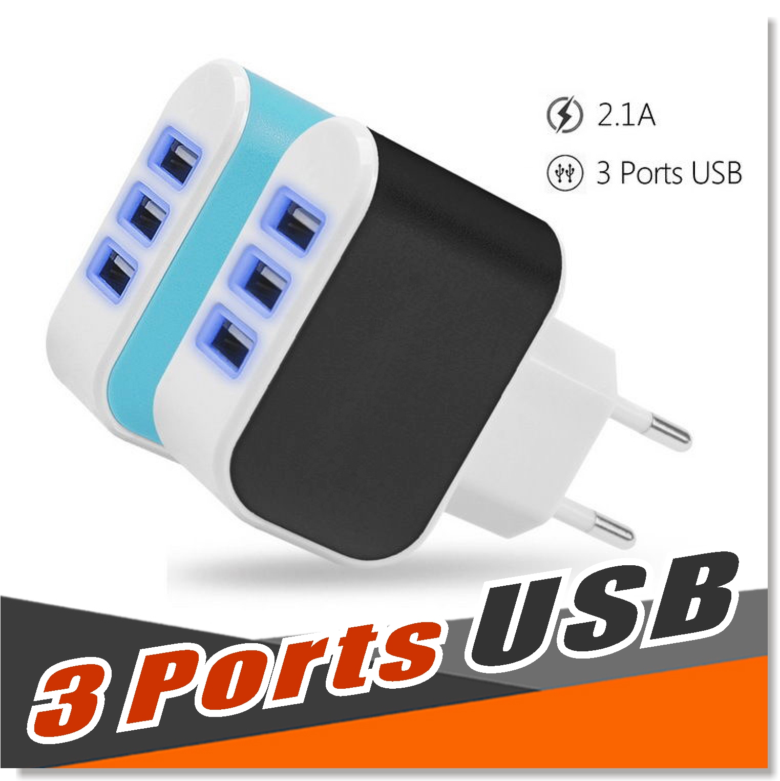 

3 Ports USB Fast wall Charger colorful adapters 3.1A Triple Port Home Travel Charger Adapter US EU Plug For Android and iOS