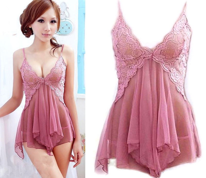 

Wholesale- Women Sexy Lingerie Lace Babydoll Nightdress Sleepwear Underwear Lace Dress G-string, As pic