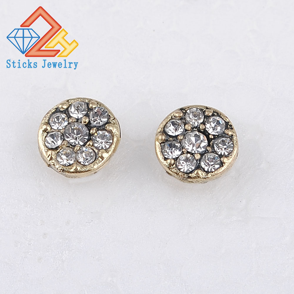 

Shining Stud Rhinestone Earrings Setting Zirconia Round Copper Earring Fashion Pendientes Retro Style