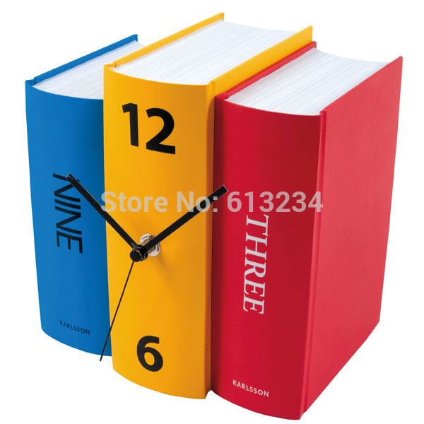 

Wholesale-Free Shipping 1Piece Book Set Desk Clock Novelty Karlsson Books Clock Home Alarm Clock