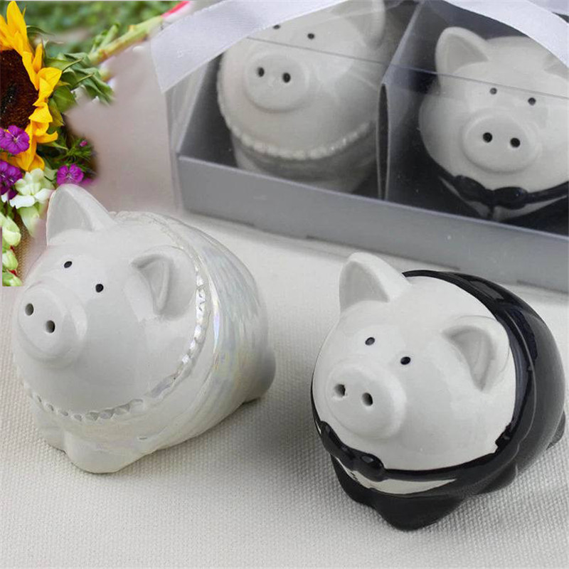

DHL Free Shipping 50sets Unique Wedding Favor Ceramic Pig Salt and Pepper Shaker for Wedding Party Giveaways Guests Souvenirs