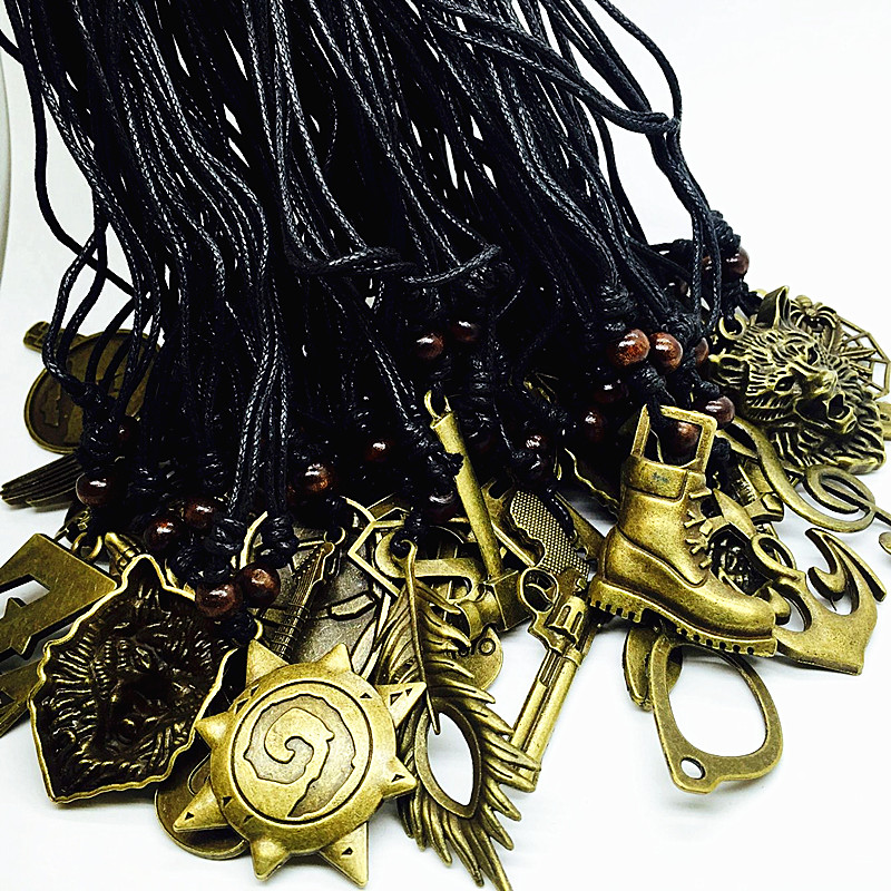 

wholesale 20pcs/lot mix styles retro copper pendant rope necklaces choker Jewelry Brand New, Silver